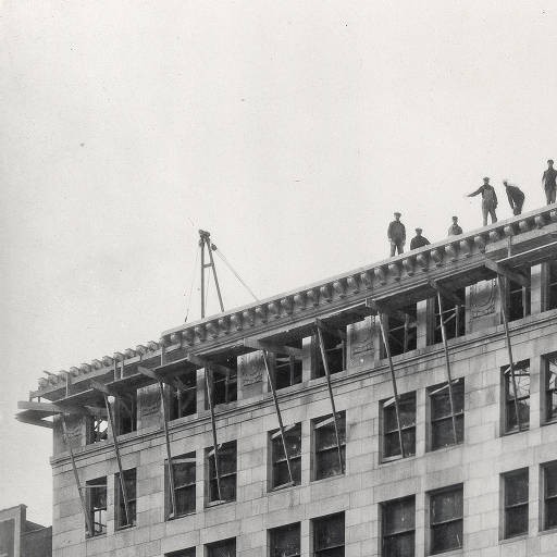 This 1922 photo shows crews nearing completion on the building. Image is the property of the Indiana Historical Society. 