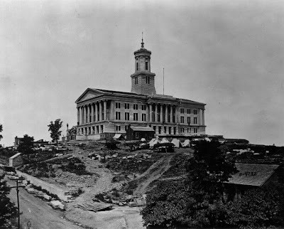 This historic photo shows the Tennessee Capitol during Union occupation. 