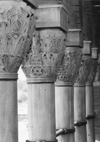 Column, Stone carving, Black-and-white, Architecture