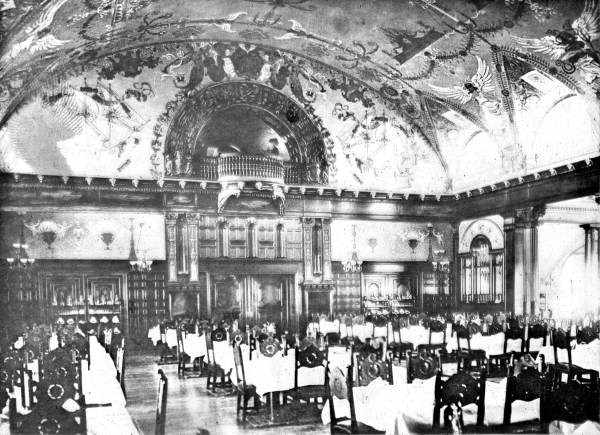 The hotel's main dining room in 1891.