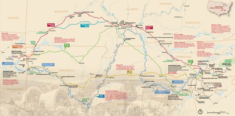 Trail of Tears map, courtesy of the National Park Service.