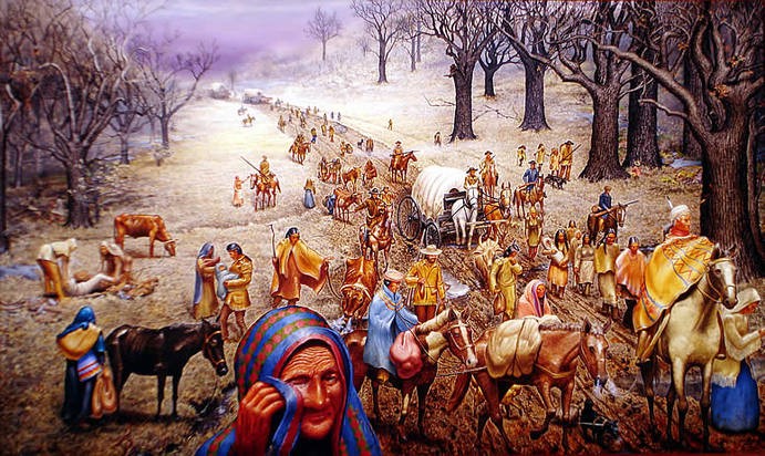 Trail of Tears oil painting by Max D. Standley courtesy of andrewjacksonpolicies.weebly.com
