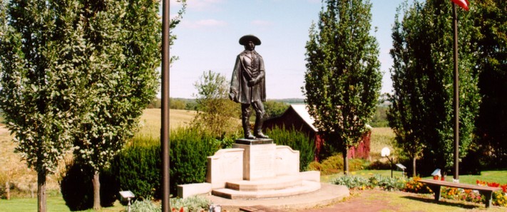 A bronze statue stands on the site of General George Armstrong Custer's birthplace. 