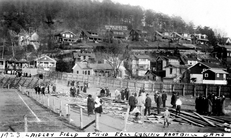 Photograph of the collapsed grandstands. Courtesy of MyWVHome.