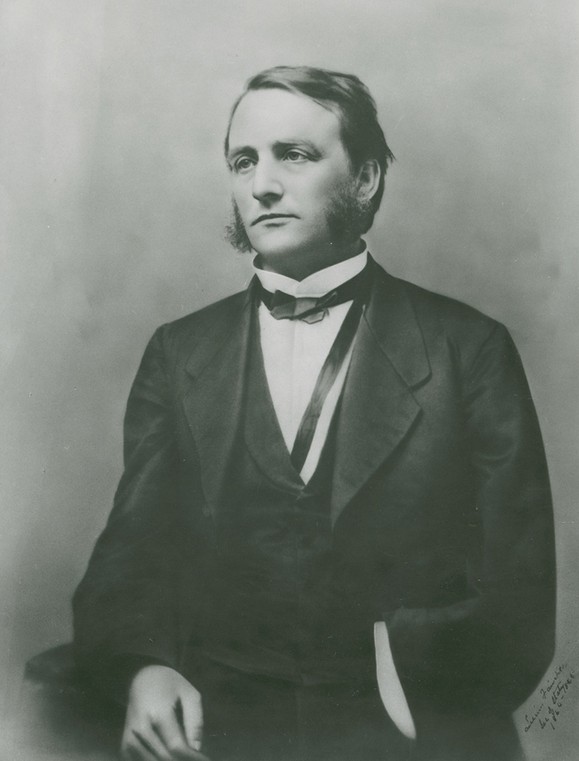 Photograph of Major and Governor of Wisconsin, Lucius Fairchild.  The photograph was taken several years after his left arm was amputated from a wound received during the Battle of Gettysburg. 