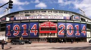 Wrigley Field's famous marquee during the stadiums centennial season.