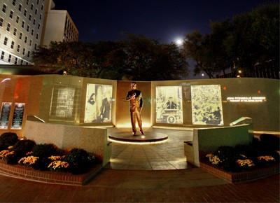 The JFK Tribute is adjacent to the location of the former Hotel Texas where the President and his wife stayed the night of November 21, 1963--the day before he was assassinated in Dallas. 