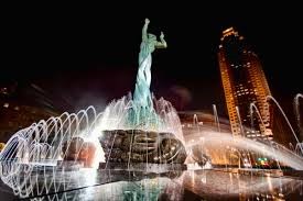 View of the fountain from side and front