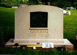 A photo of Lou Gehrig's grave site.