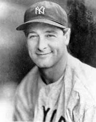 A photo of Lou Gehrig in his Yankee's uniform.