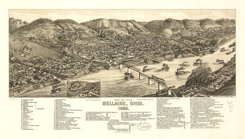 Bird's eye view of Bellaire, Ohio 1882.