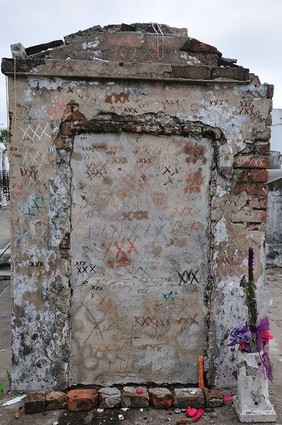 The tomb considered to possibly be Marie Laveau's, though this is debated. It is custom to write XXX on the tomb and shout one's wishes.