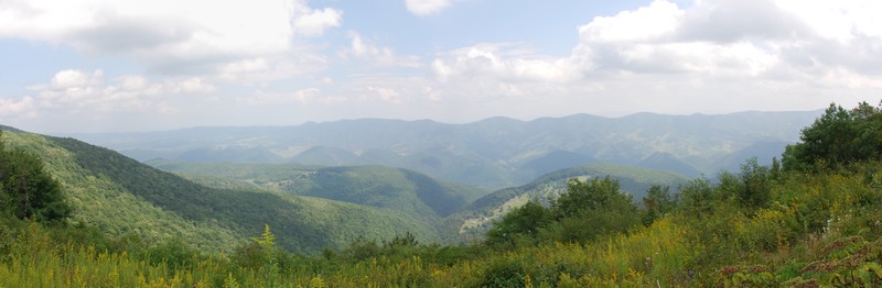 This is a view from Spruce Knob. One can see many other knobs and mountain peaks from this elevation.