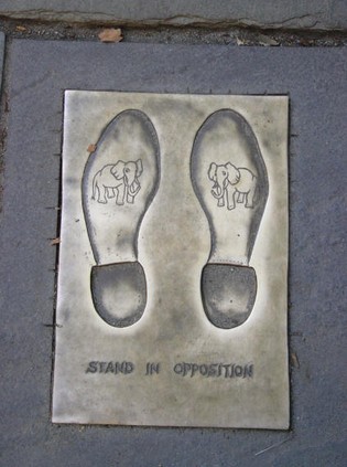"Stand in Opposition" from the Old City Hall courtyard. 