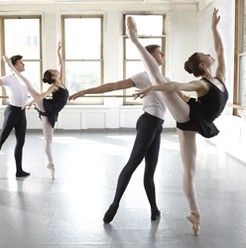 Many dancers dream of attending the Joffrey Ballet School in hopes of landing professional roles and leads in ballet companies. Here four hopefuls are training in one of the six studios. 