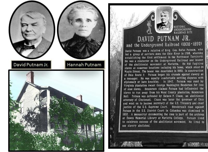 David and Hannah Putnam, an Underground Railroad plaque dedicated to the Putnams and the house that was at 510 Fort Street, which was torn down to build the nearby bridge.