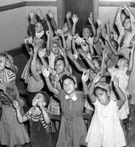 2nd and 3rd graders singing at the Virginia Avenue "Colored" School (image from Pinterest)