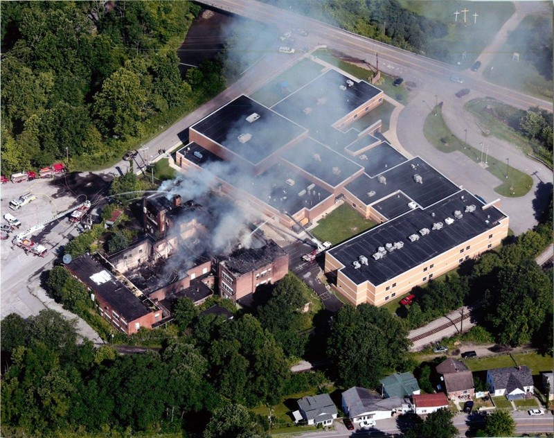 Big Creek High School Fire. Also pictured is Southside K-8.