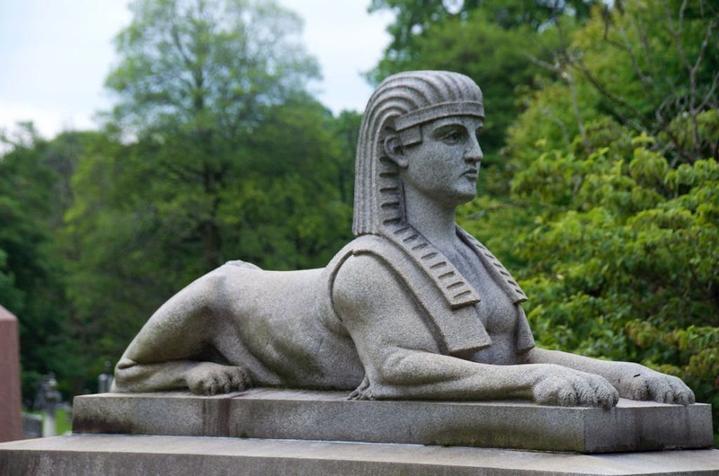 A sphinx headstone