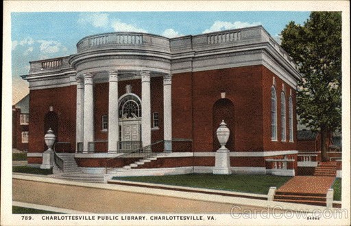 1920s colored postcard showing the McIntire Building shortly after its completion in 1922