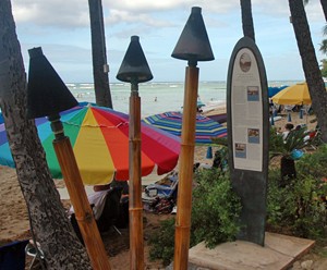 Surfboard Marker on the Waikiki Historic Trail