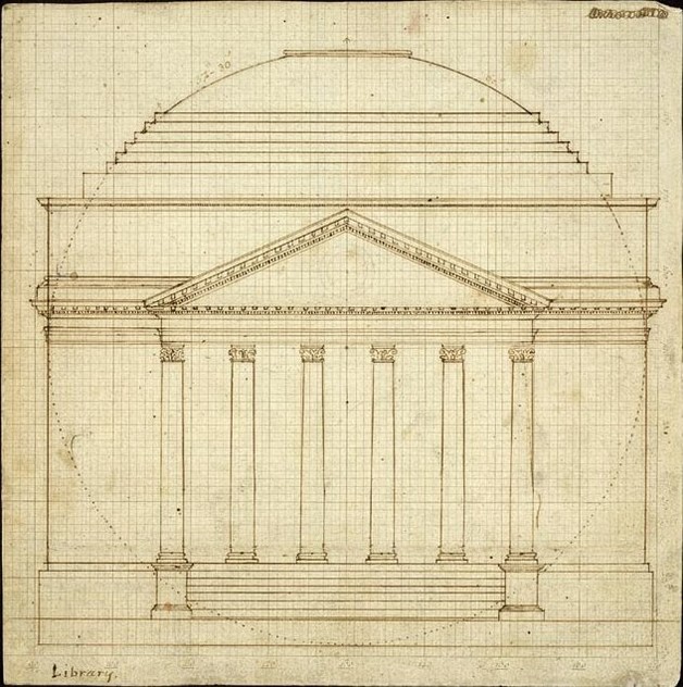 1819 draft of the Rotunda by Thomas Jefferson. Courtesy of the Library of Congress