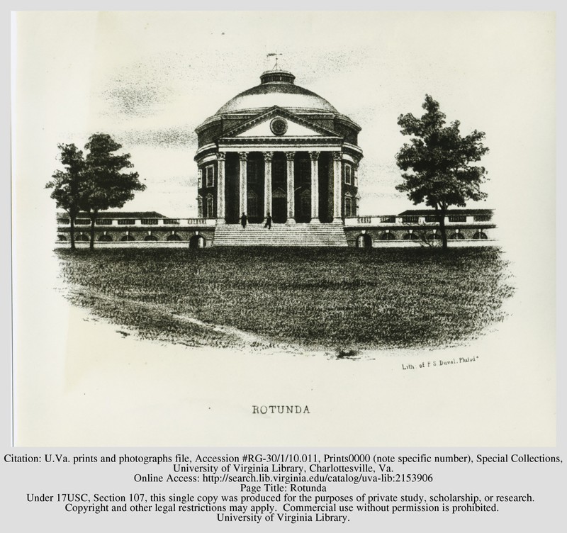 Drawing of the Rotunda, 1846. By Peter S. Duval. Courtesy of the Library of the University of Virginia. 