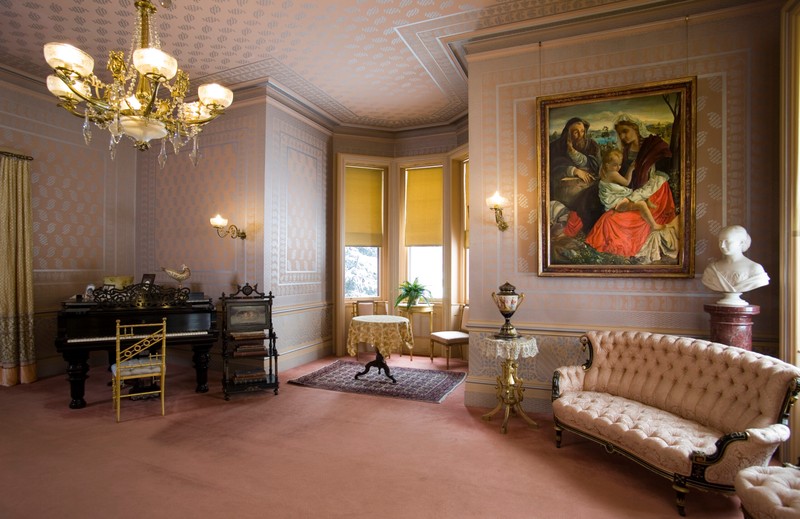 The Drawing Room: The furniture and chandelier belonged to the Clemens' 