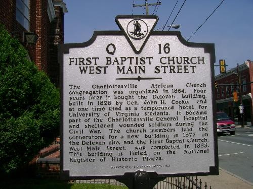 The marker outside the church