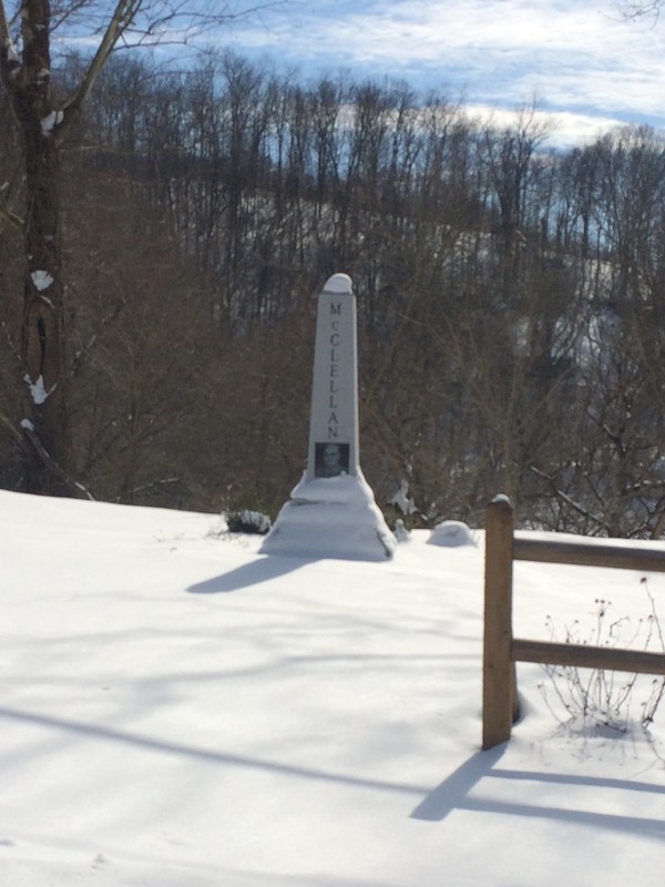 G. O. McClellan Monument in the winter months of West Hamlin, West Virginia. 