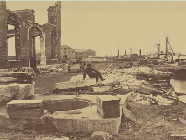 Ruins of Gosport Navy Yard after being destroyed by both sides during the Civil War. Library of Congress.