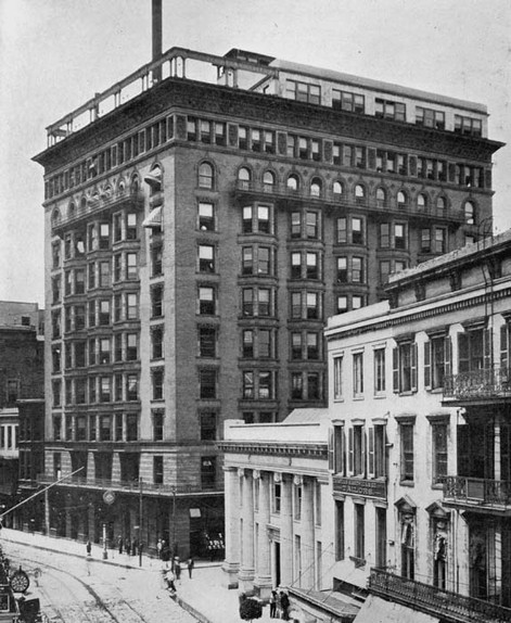 The Hennen Building as it looked around 1908.  The eleventh floor was in the process of being added when this photo was taken. 