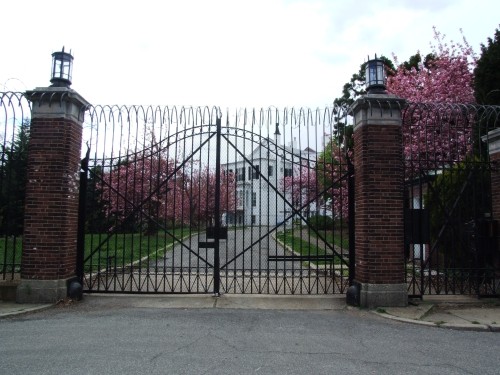 Looking at the house through the front gate