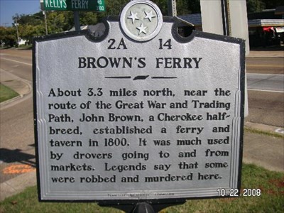 Brown's Ferry Marker. "About 3.3 miles north..." Read this marker at this link.