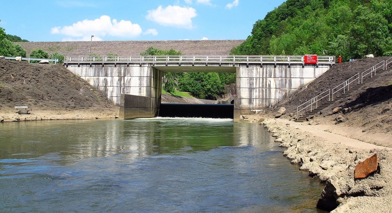 The outflow of the dam.