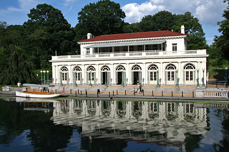 View of the boathouse from the lake