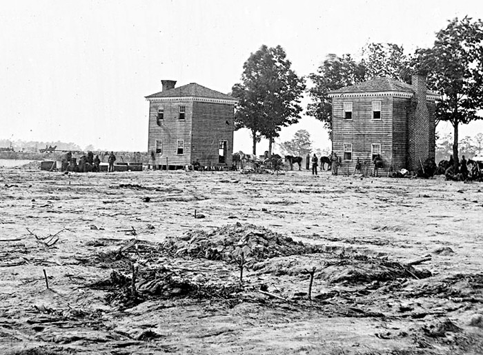 Village of Fair Oaks following the battle. These buildings were surrounded by UNion fortifications that faced a number of massive assaults launched by the Confederate Army.