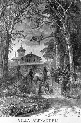 The Villa Alexandria, circa 1882, as viewed from the front, or river, approach.