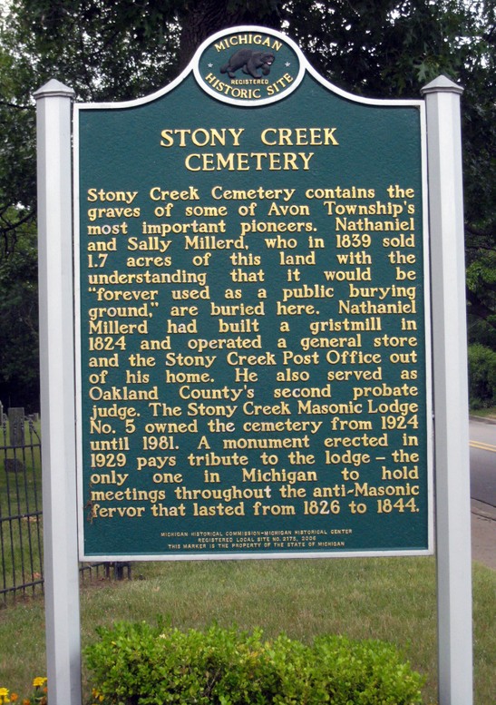 Stony Creek Cemetery, Michigan Historical Marker, side 2, 2020