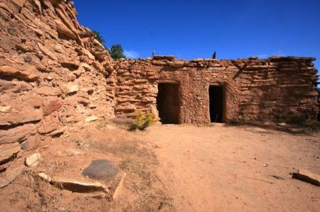 One of the recreated buildings that line the park.