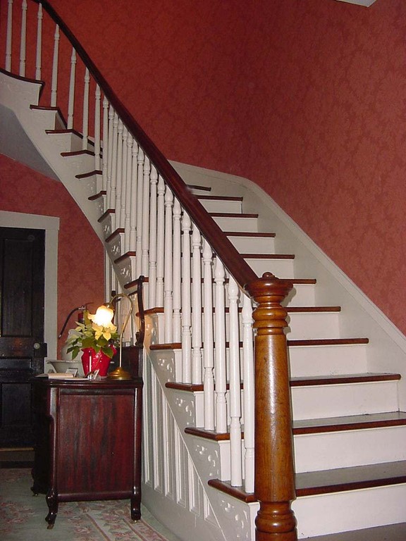 The home is two-stories tall and built on hickory logs.