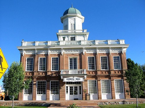 Up close view of the building that now serves as the hub of tourism.