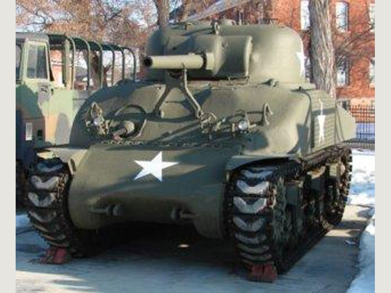 Tank that was used in battle on display outside of the museum.