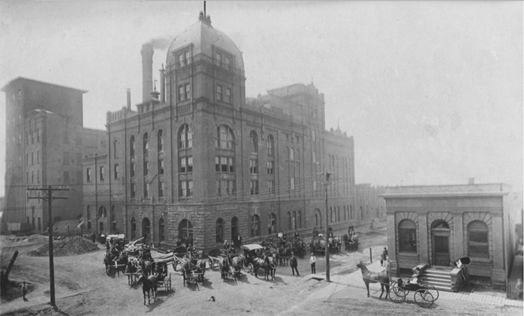 1893 photo of the main building what became a ten-building Fitger's Brewing Company factory by 1930