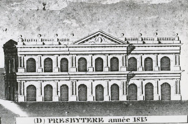 The Presbytere in 1813, with second story completed. Courtesy of Louisiana State Museum.