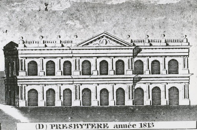 The Presbytere in 1813, with second story completed. Courtesy of Louisiana State Museum.