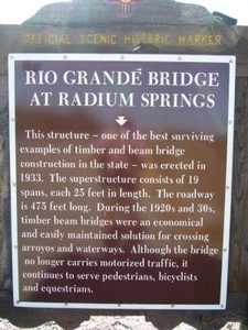 Rio Grande Bridge at Radium Springs Historical Marker 