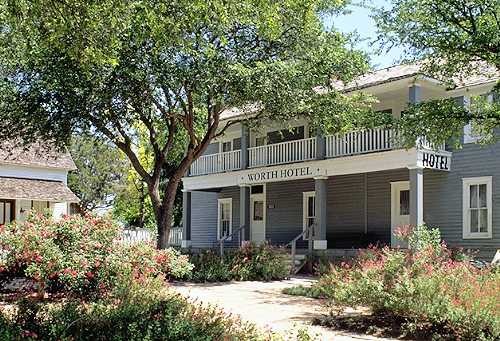 One of over two dozen historic buildings in the village, this hotel was built in 1904 and moved to the village from its original location in Carrollton, Texas.