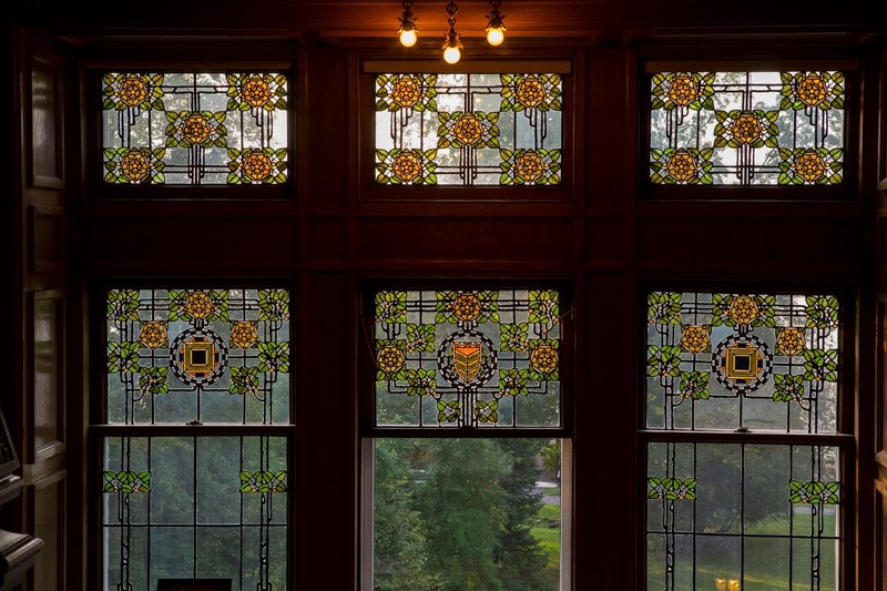 Some of the stained glass windows at the mansion. Credit: University of Minnesota-Duluth - Glensheen, The Historic Congdon Estate