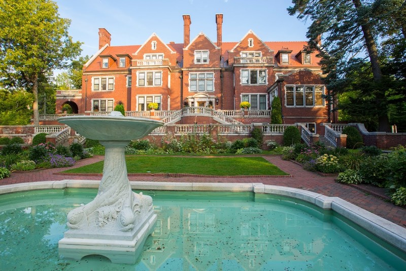 View of the rear facade of the mansion and a portion of the grounds. Credit: University of Minnesota-Duluth - Glensheen, The Historic Congdon Estate